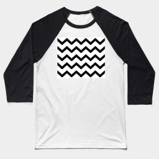 Zigzag geometric pattern - black and white. Baseball T-Shirt